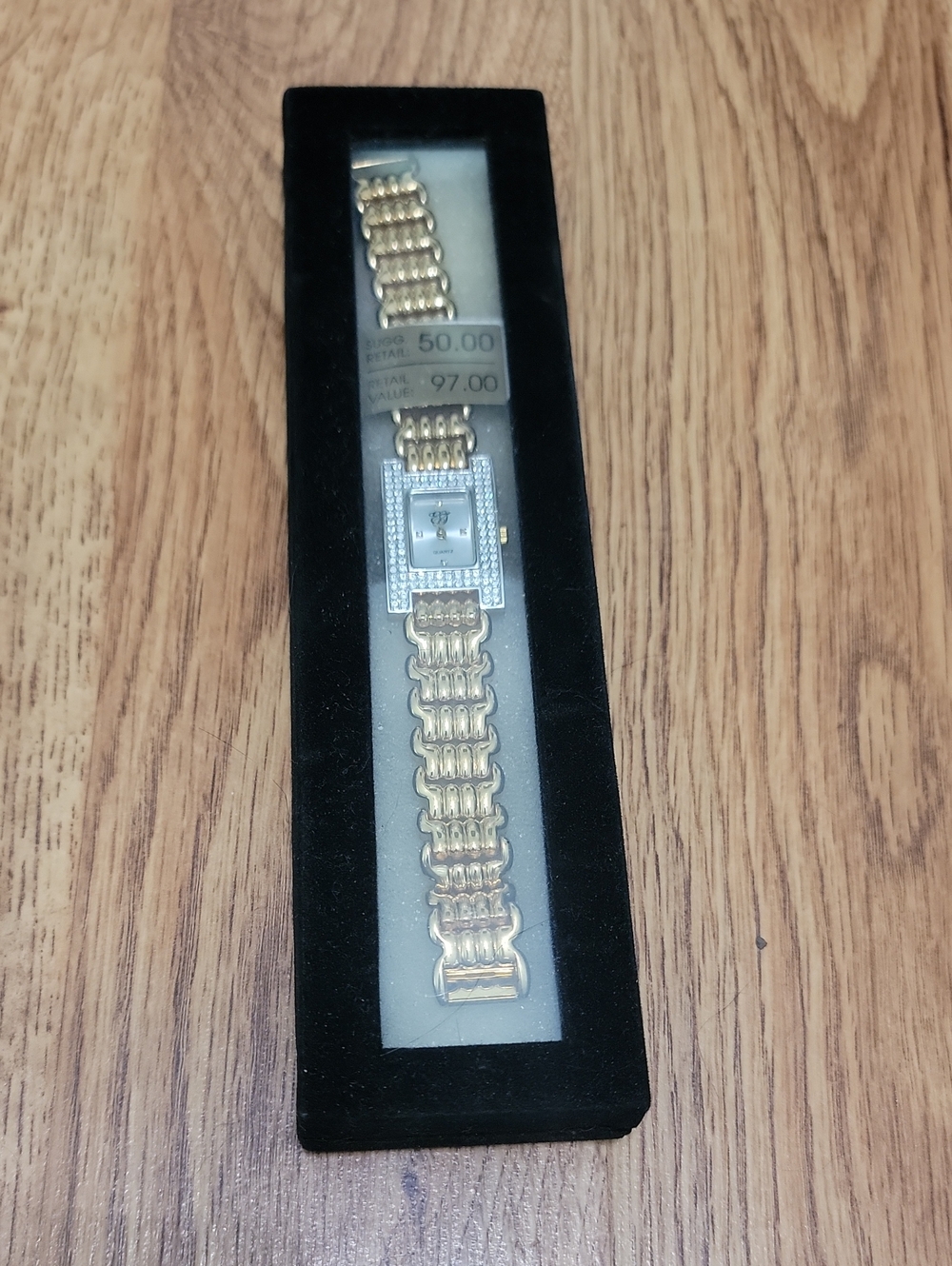 #15 Lot Watch Elizabeth Taylor White Diamonds Gold Tone Rhinestones